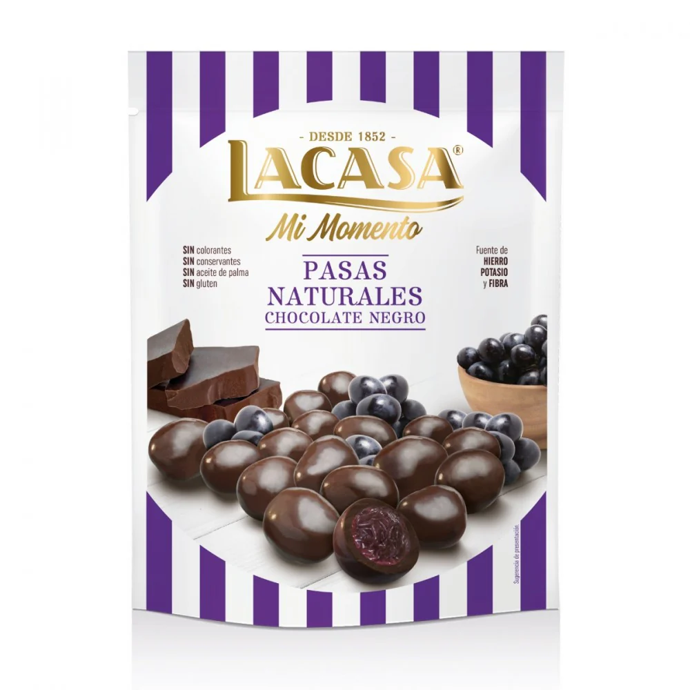 0633544ccaae869fa16269139be8d826 (1) Lacasa Dark Chocolate Raisins – 150g - الصورة 1
