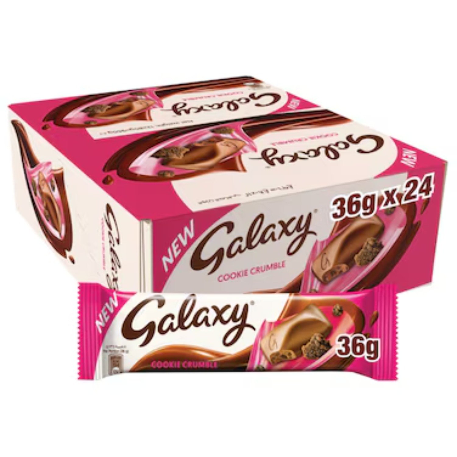 55d422008aa2b07ca14f40719c051e5a Galaxy Cookie Crumble Chocolate Bar 36g Pack of 24 - Image 1