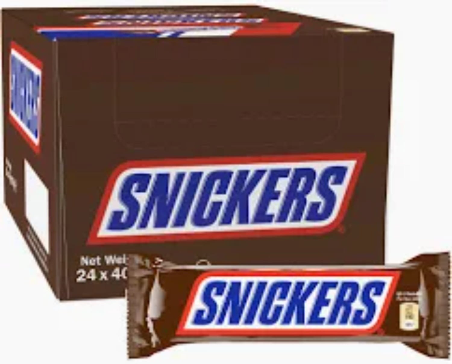 5884f7c77082f1b145dc282a7dbb7a00 (3) Snickers Chocolate Bar - 40g x 24 - Image 1