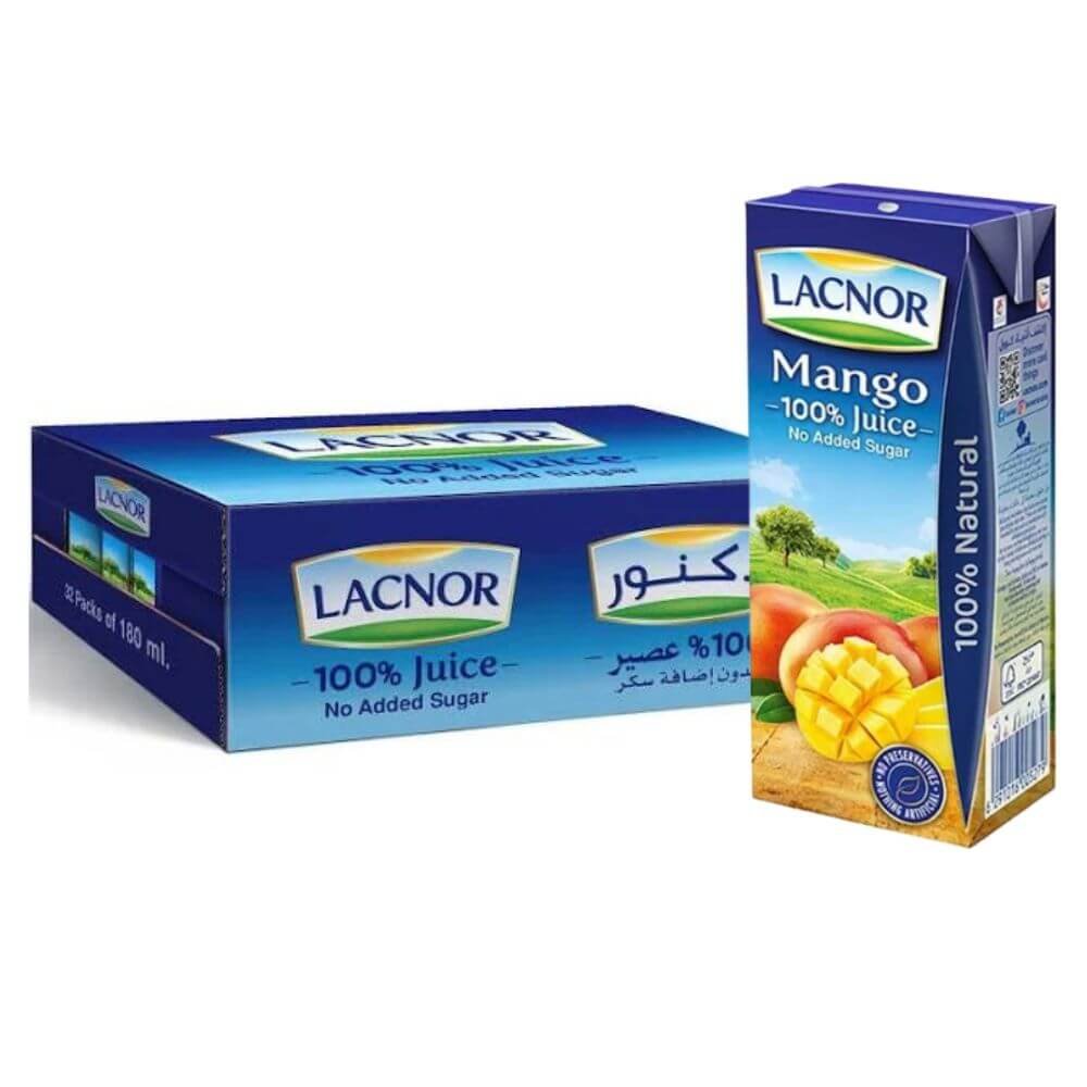 7d08c229af771b1ccc4ca4a90023824e (1) Lacnor Long Life Mango Juice 4 x 8 x 180 ml (Carton) - Image 1