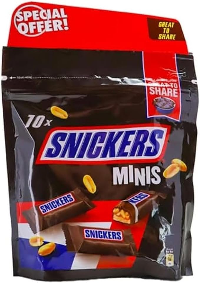 87ec0bc73c457dd0c3e9341433fea29a (1) Snickers 10 Minis Chocolate Bar, Pack Of 2 x 180 g - Image 1