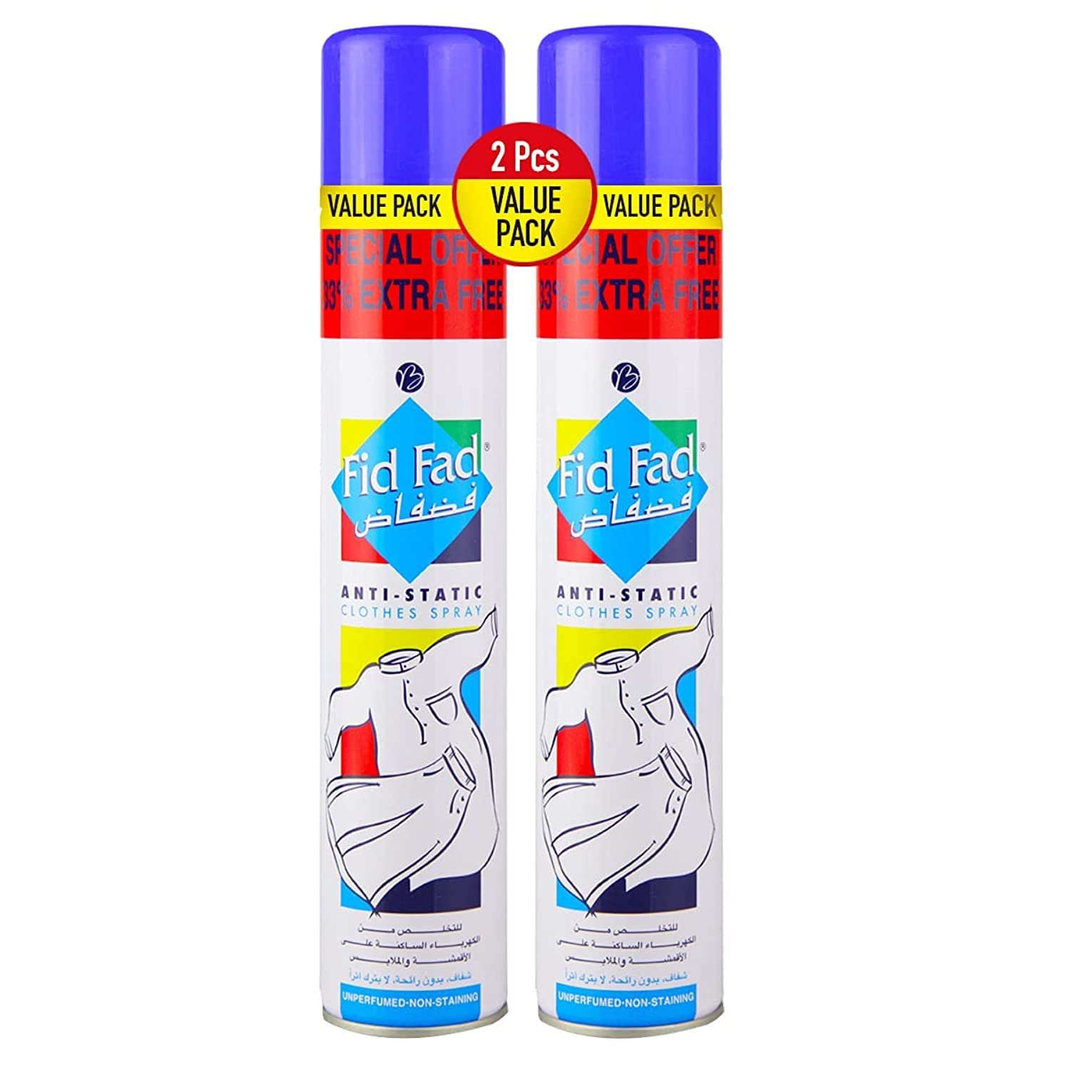 Fid Fad Anti-static Clothes Spray Blue 400ml x 2 Fid Fad Anti-static Clothes Spray Blue 400ml x 2 - Image 1