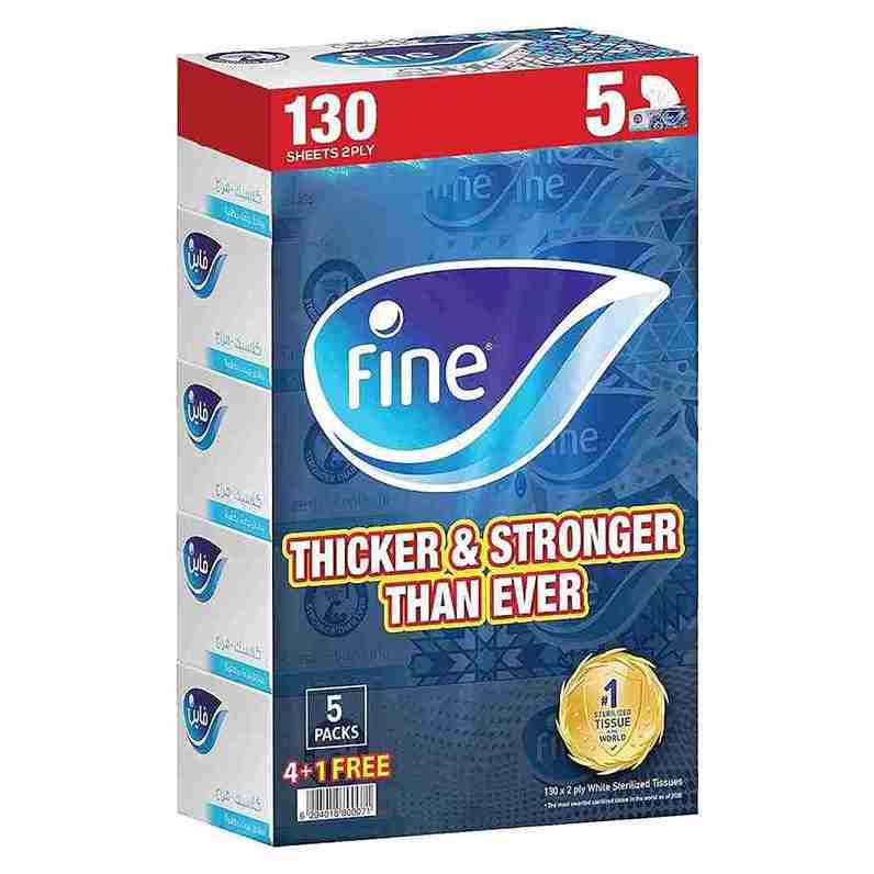 Fine Facial Tissue 2 Ply 130 Sheets x 30 Boxes (5 Packs x 6)_11zon Fine Facial Tissue 2 Ply 130 Sheets x 30 Boxes (5 Packs x 6) - Image 1