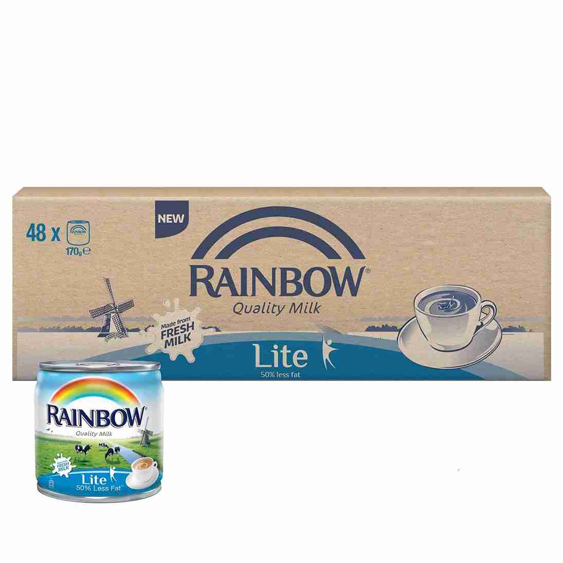 Rainbow Lite Vitamin D Evaporated Liquid Milk 170g x 48_11zon Rainbow Lite Vitamin D Evaporated Liquid Milk 170g x 48 - الصورة 1