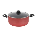 Royalford 26 Cm Aluminum Elegant Casserole Dish With Glass Lid Red