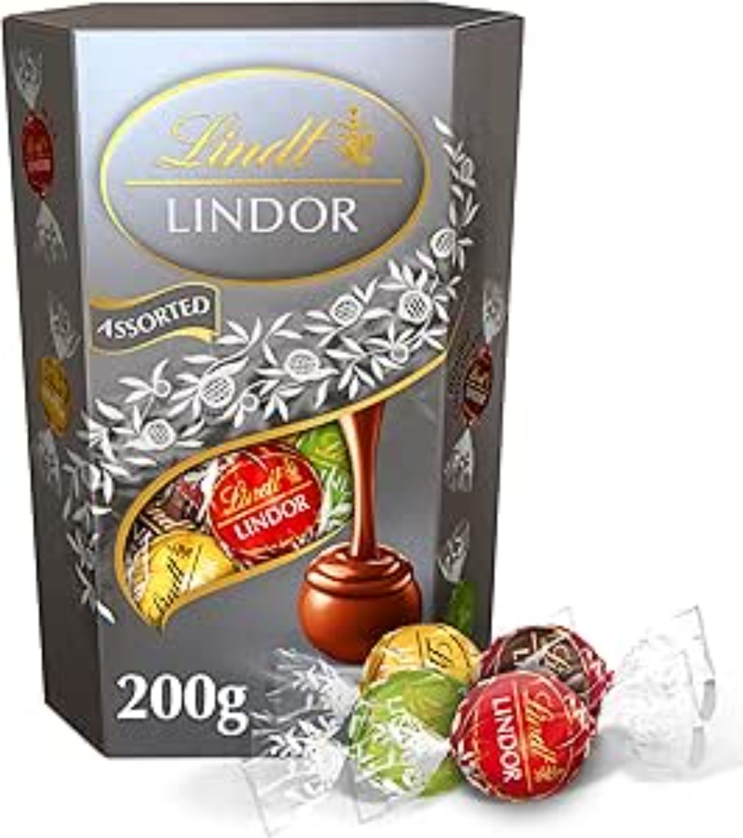 af68a2db9dc498899d02066d72548631 (1) Lindt Lindor silver Chocolate Assorted With Melting Filling 200G - الصورة 1