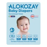 Alokozay Baby Diapers, Size 4+, 15 Diapers x 6 packs