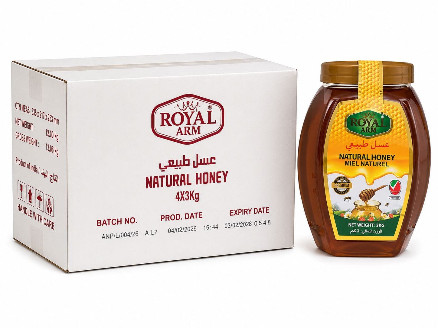 d521c30da3ecc6e324ac94e7babcfc1a (1) Royal Arm Natural Honey Pet Jar 3Kg x 4 - Image 1