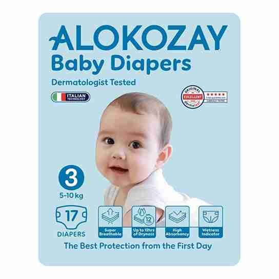 Alokozay Baby Diapers, Size 3, 17 Diapers x 6 packs_11zon Alokozay Baby Diapers, Size 3, 17 Diapers x 6 packs - Image 1