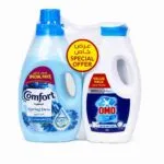 COMFORT Fabric Softener Spring Dew 2.9L + OMO Active Liquid Laundry 1.69L