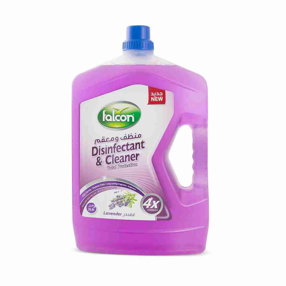 Falcon Disinfectant & Cleaner Liquid Lavender 3L X 4_11zon Falcon Disinfectant & Cleaner Liquid Lavender 3L X 4 فالكون مطهر ومنظف سائل برائحة اللافندر 3 لتر × 4 - Image 1