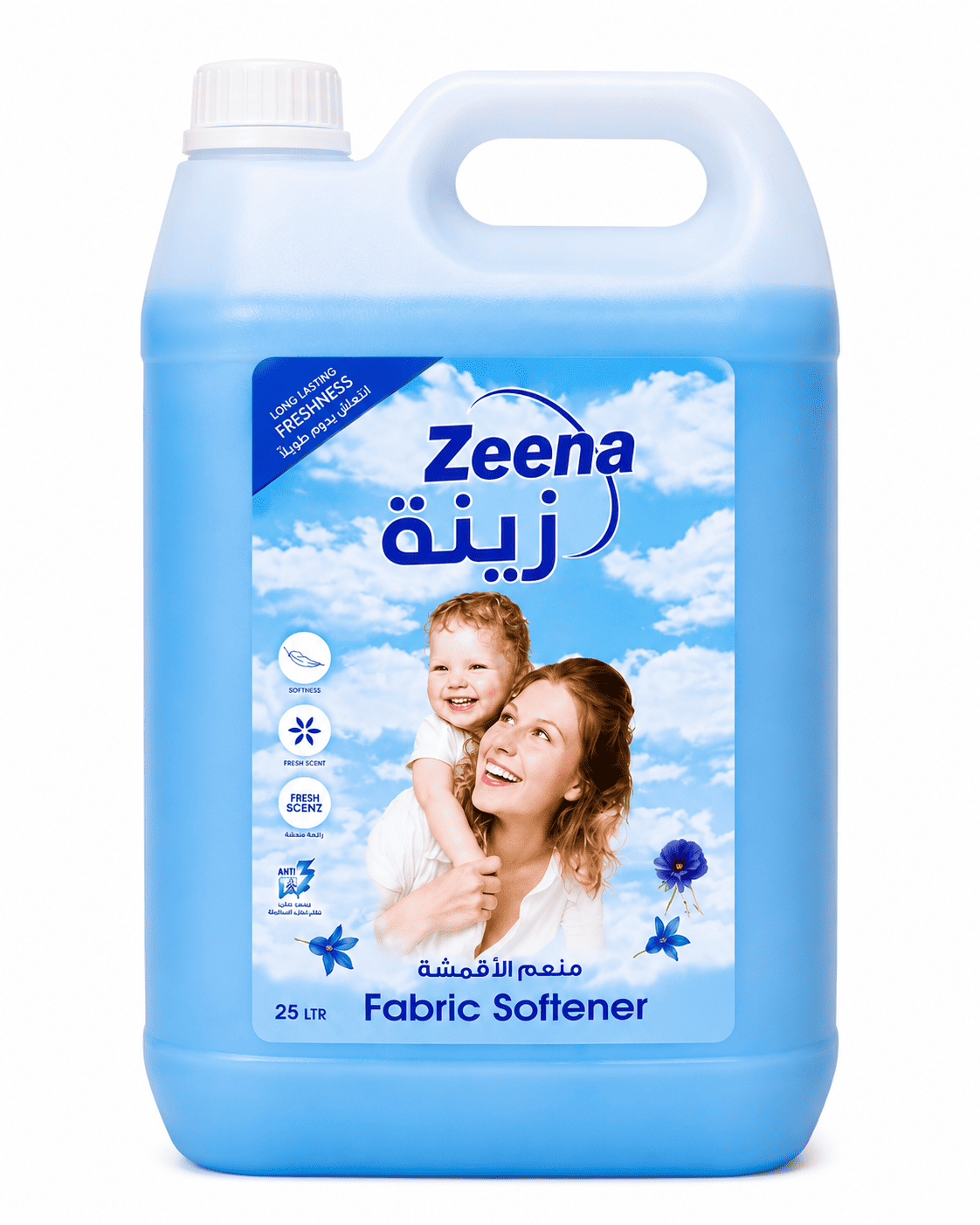 c24ce3e41cfe3656c5720ef8c3d2240d Zeena Fabric Softener Blue 25L زينة منعم الأقمشة أزرق 25 لتر - الصورة 1