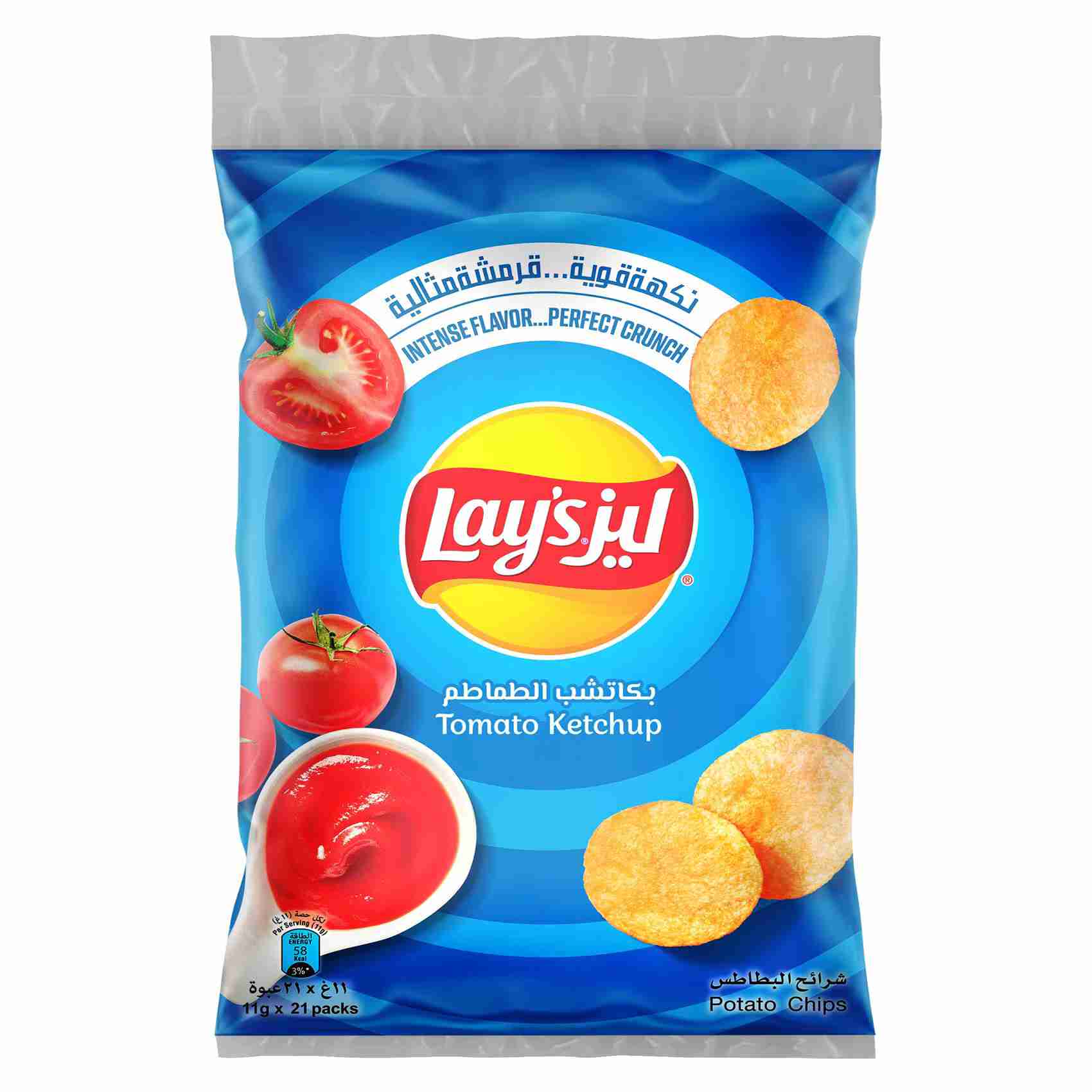 2792e1215699508719517f10ccba489f_11zon Lay's Tomato Ketchup Potato Chips 11 g x 21 - الصورة 1