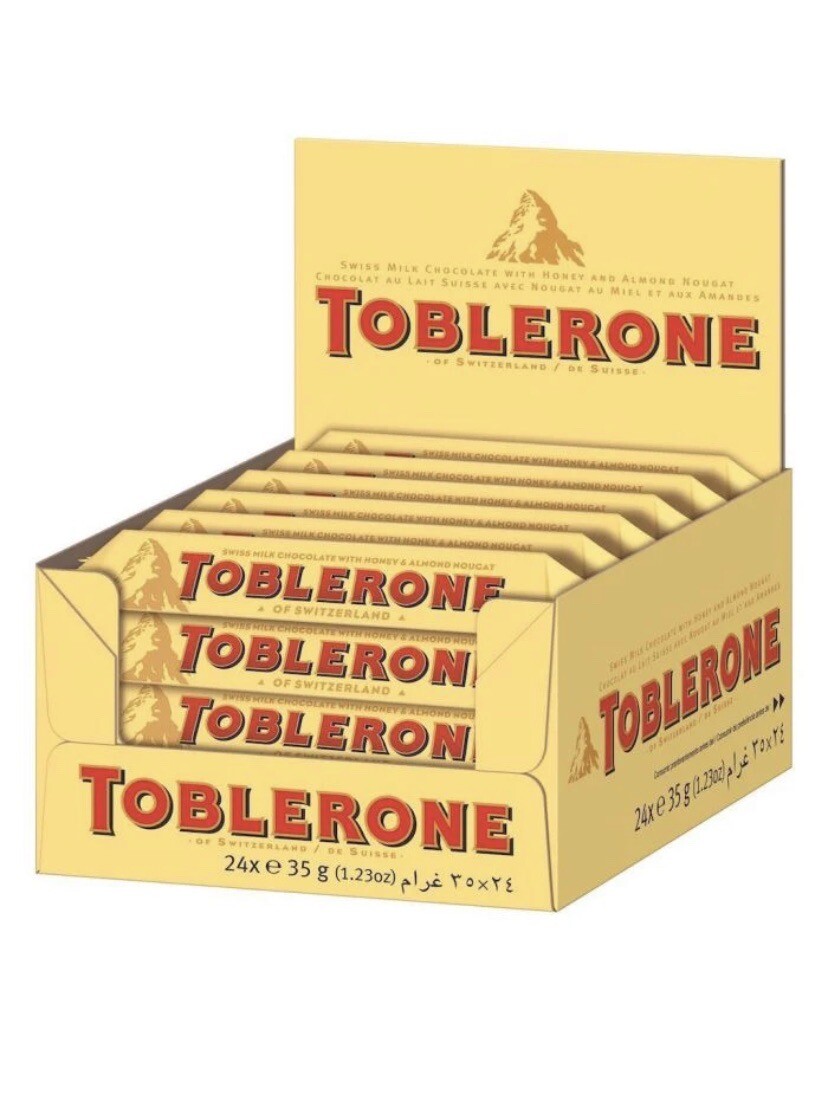 41801b7815dbe7ea62540587963a24c4 Toblerone Milk Chocolate 24X35G شوكولاتة توبليرون بالحليب 24 × 35 جم - Image 1