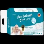 Ace Sabaah Adult Diaper, Size Extra Large , Waist 132-173cm, Pack of 30pcs  حفاضات كبار السن إيس صباح مقاس كبير جدًا XL عدد 30 قطعة (محيط الخصر 132–173 سم)